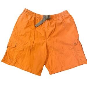 Columbia Men’s Large Orange Nylon Belted Cargo Utility 8” Short Gorpcore Hiking
